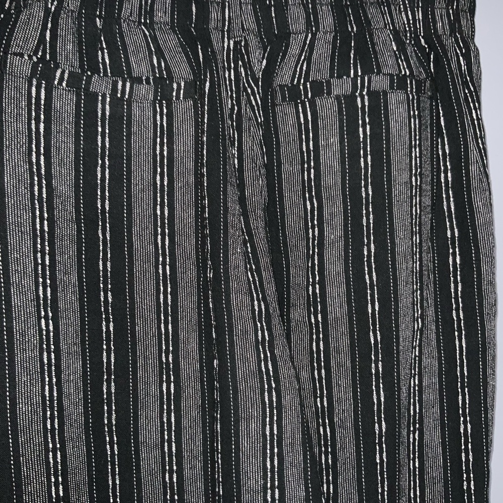 Briggs Black~White Stripe Linen Blend PullOn Elastic Waist Wide Leg Pants XL NWT - Picture 8 of 11